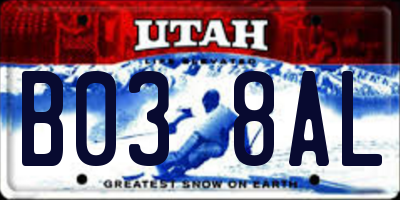 UT license plate B038AL