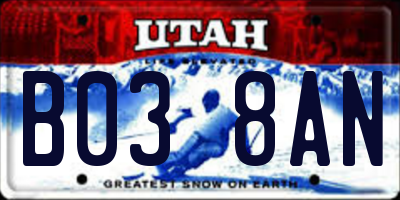 UT license plate B038AN
