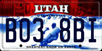 UT license plate B038BI