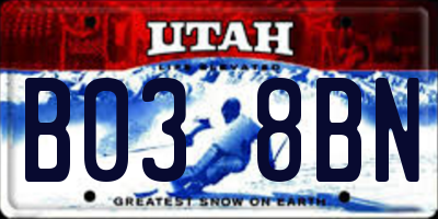 UT license plate B038BN