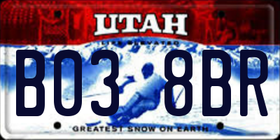 UT license plate B038BR