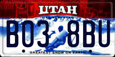 UT license plate B038BU