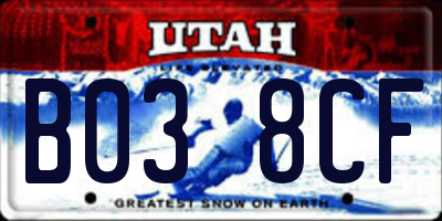 UT license plate B038CF