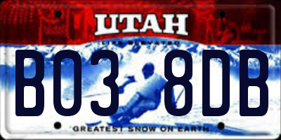 UT license plate B038DB