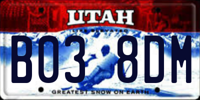UT license plate B038DM