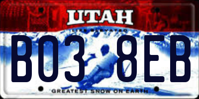 UT license plate B038EB