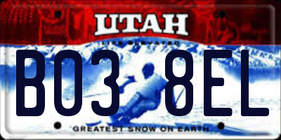 UT license plate B038EL