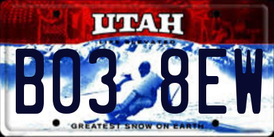 UT license plate B038EW