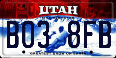 UT license plate B038FB