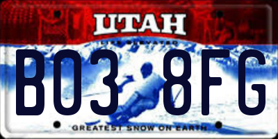 UT license plate B038FG