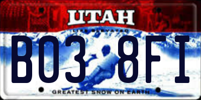 UT license plate B038FI