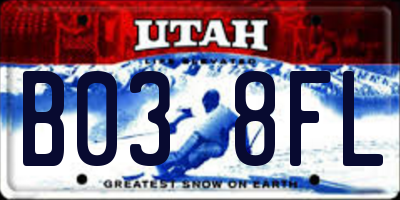 UT license plate B038FL