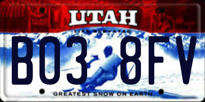 UT license plate B038FV
