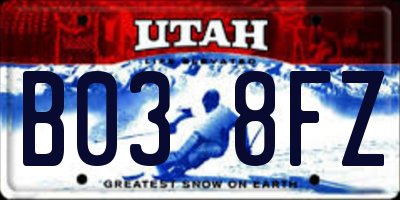 UT license plate B038FZ