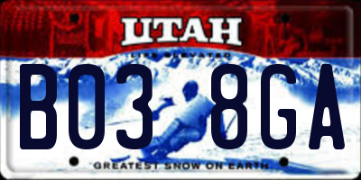 UT license plate B038GA
