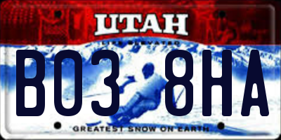 UT license plate B038HA