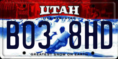 UT license plate B038HD