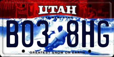 UT license plate B038HG