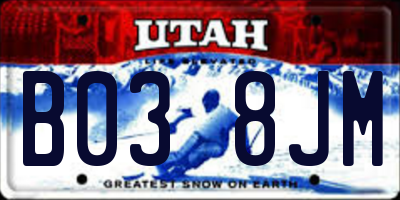 UT license plate B038JM
