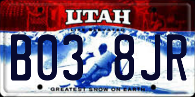 UT license plate B038JR