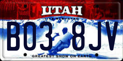 UT license plate B038JV