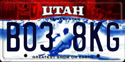UT license plate B038KG