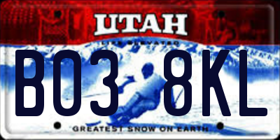 UT license plate B038KL