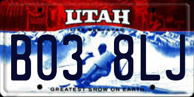 UT license plate B038LJ