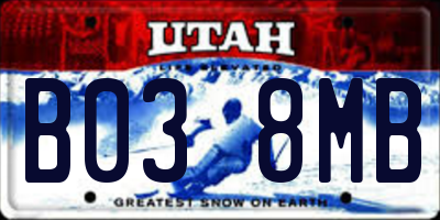 UT license plate B038MB
