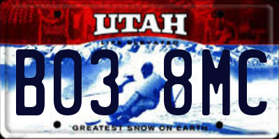 UT license plate B038MC