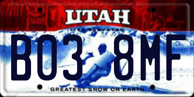 UT license plate B038MF