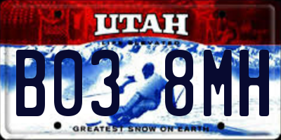 UT license plate B038MH