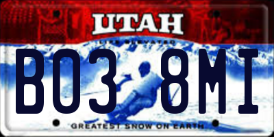 UT license plate B038MI
