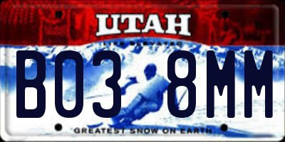 UT license plate B038MM