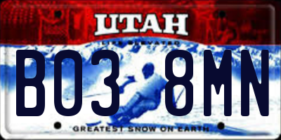 UT license plate B038MN