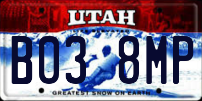 UT license plate B038MP