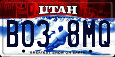 UT license plate B038MQ