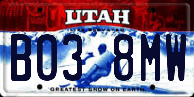 UT license plate B038MW
