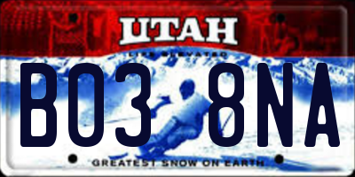 UT license plate B038NA