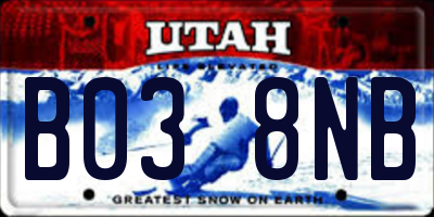 UT license plate B038NB