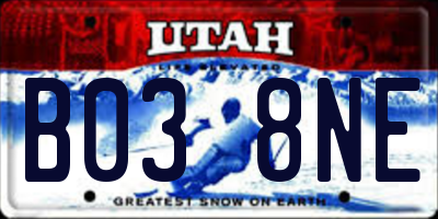 UT license plate B038NE
