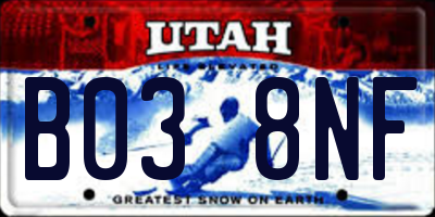 UT license plate B038NF