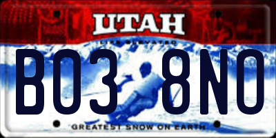 UT license plate B038NO