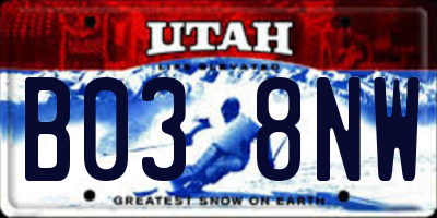 UT license plate B038NW