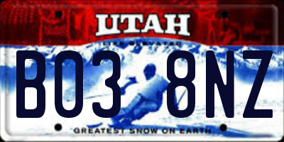 UT license plate B038NZ