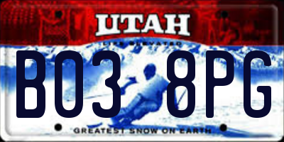UT license plate B038PG