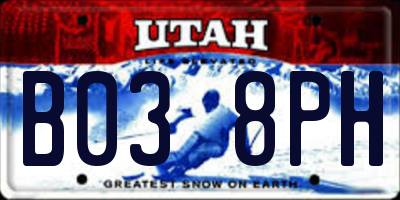 UT license plate B038PH