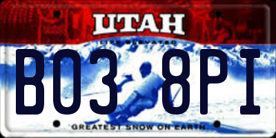 UT license plate B038PI