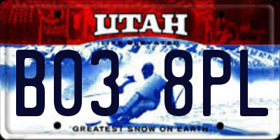 UT license plate B038PL