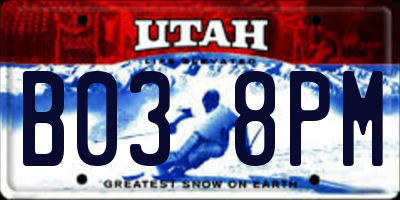 UT license plate B038PM